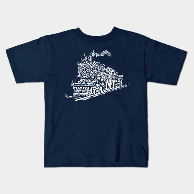 Train Song Kids T-Shirt by caffeinart